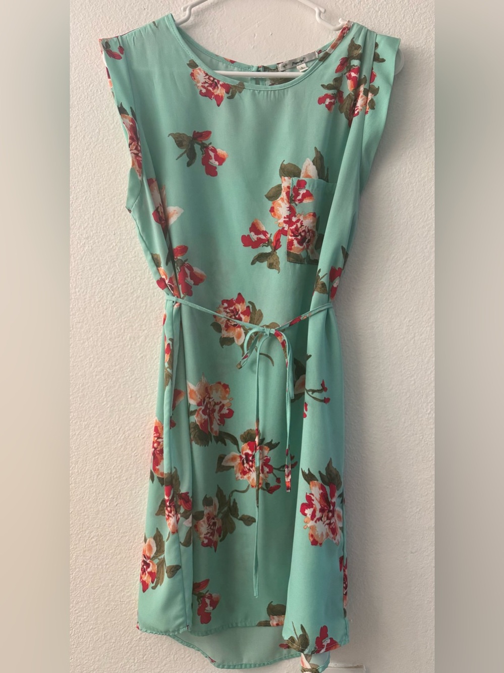 Papaya Mint Green Floral Mini Dress